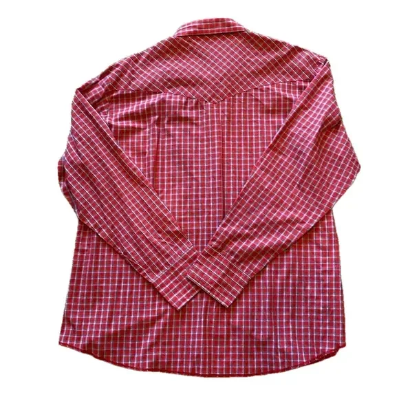 Wrangler Mens XL Western Red Plaid Long Sleeve Button Down Shirt - Picture 5 of 5